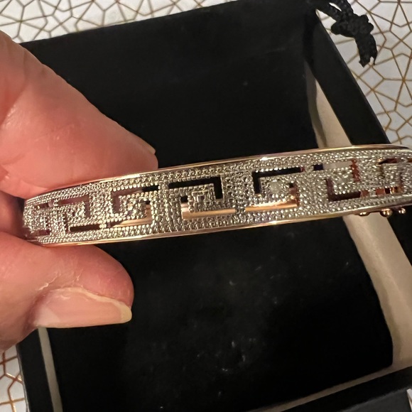Diamond accent Greek key bangle - Picture 1 of 8